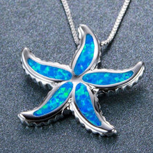 Mystic Blue Fire Opal Starfish Necklace